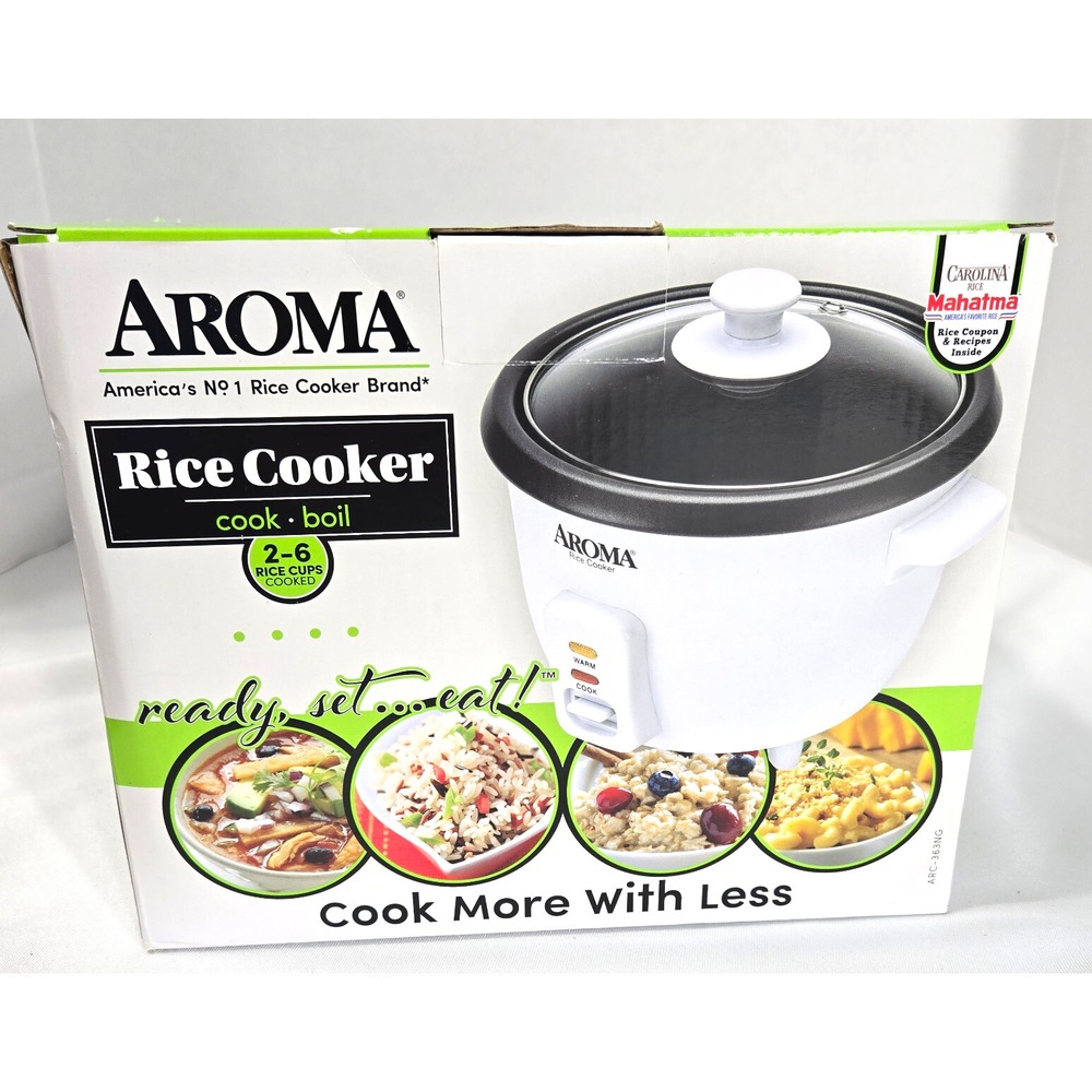 Aroma ARC-363NG 6-Cup Pot-Style Rice Cooker - White.  New Open Box
